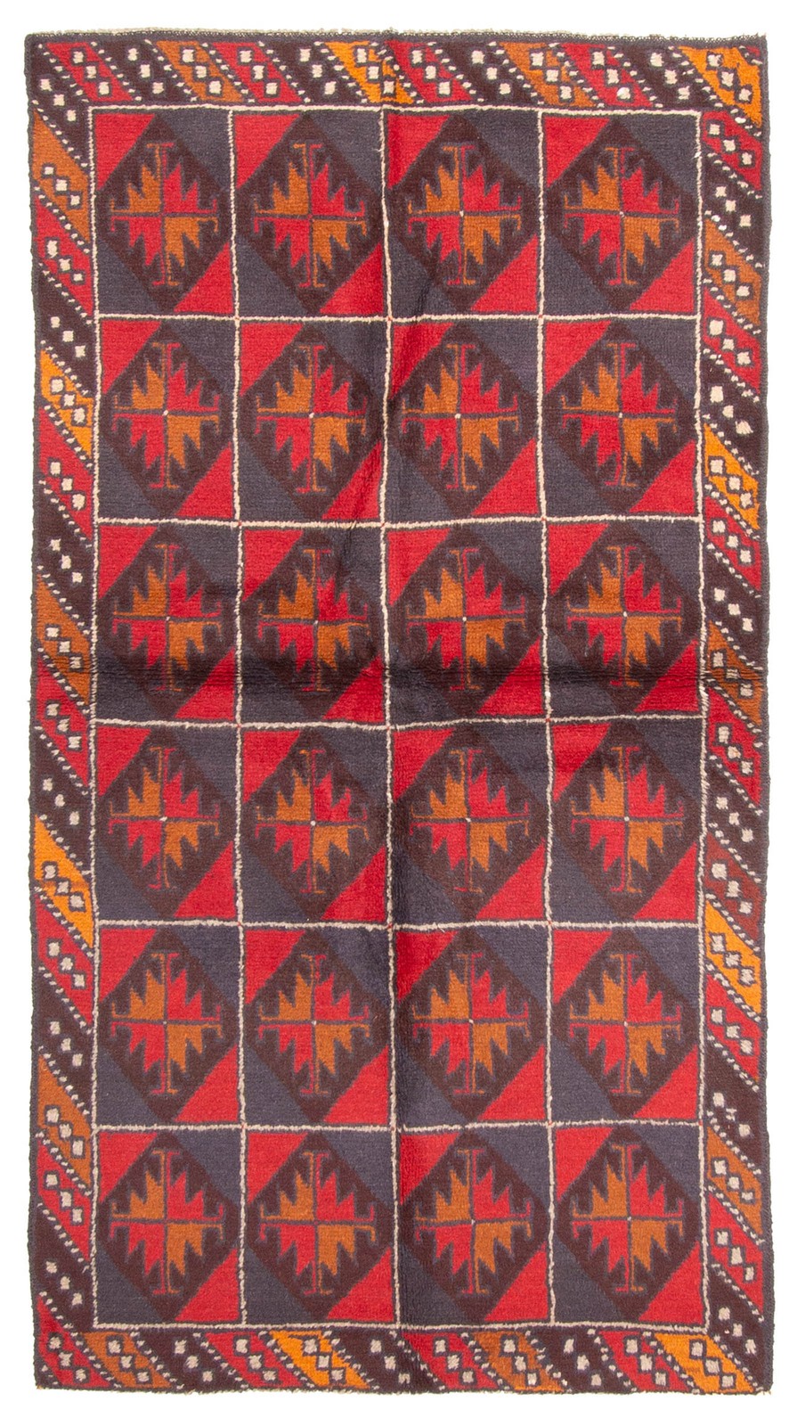 Vintage Red Traditional 3’6″ x 6’3″ Hand-Knotted Oriental Wool Area Rug