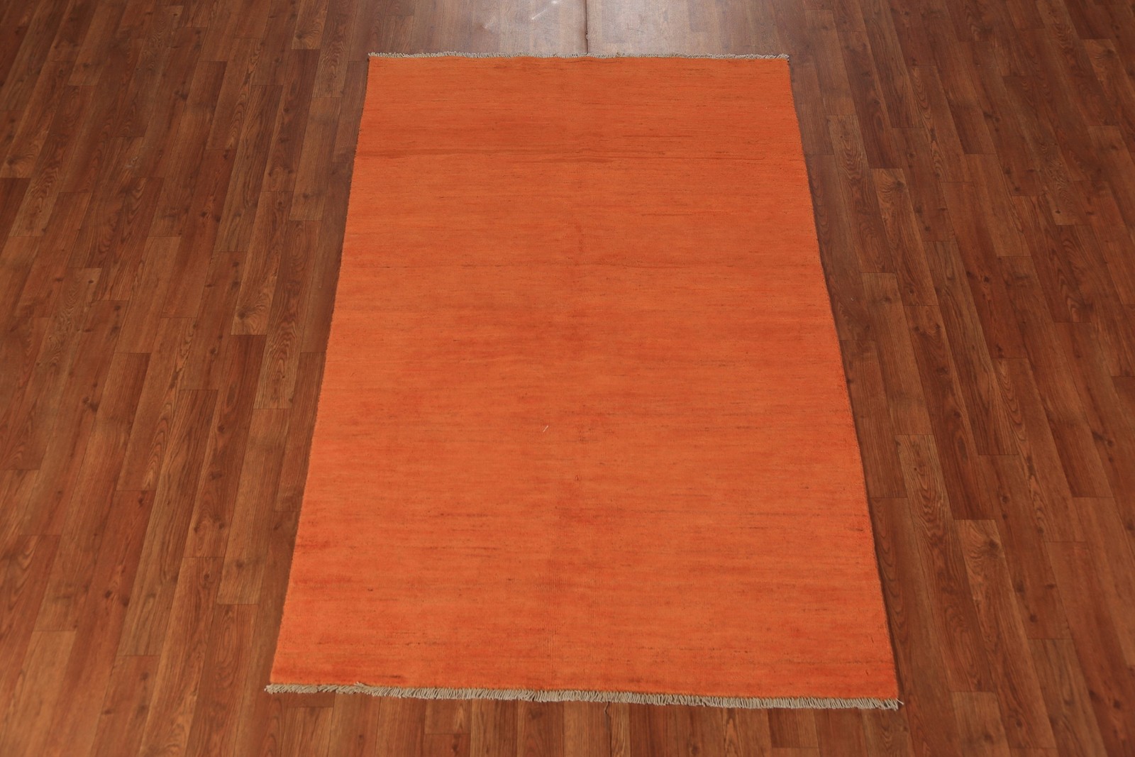 Orange Wool Handmade Modern Rug 4×6 Solid Contemporary Oriental Carpet