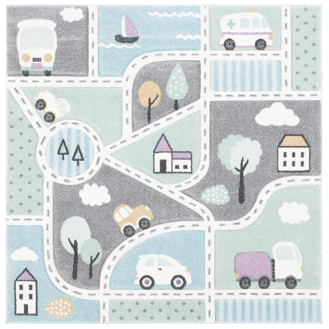 SAFAVIEH Carousel Kids CRK193F Grey / Light Blue Rug