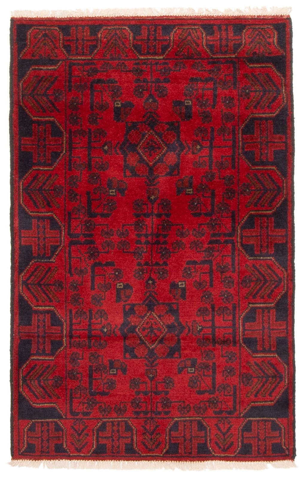 Traditional Hand-Knotted Geometric Area Rug 2’6″ x 4’0″ Oriental Wool Carpet
