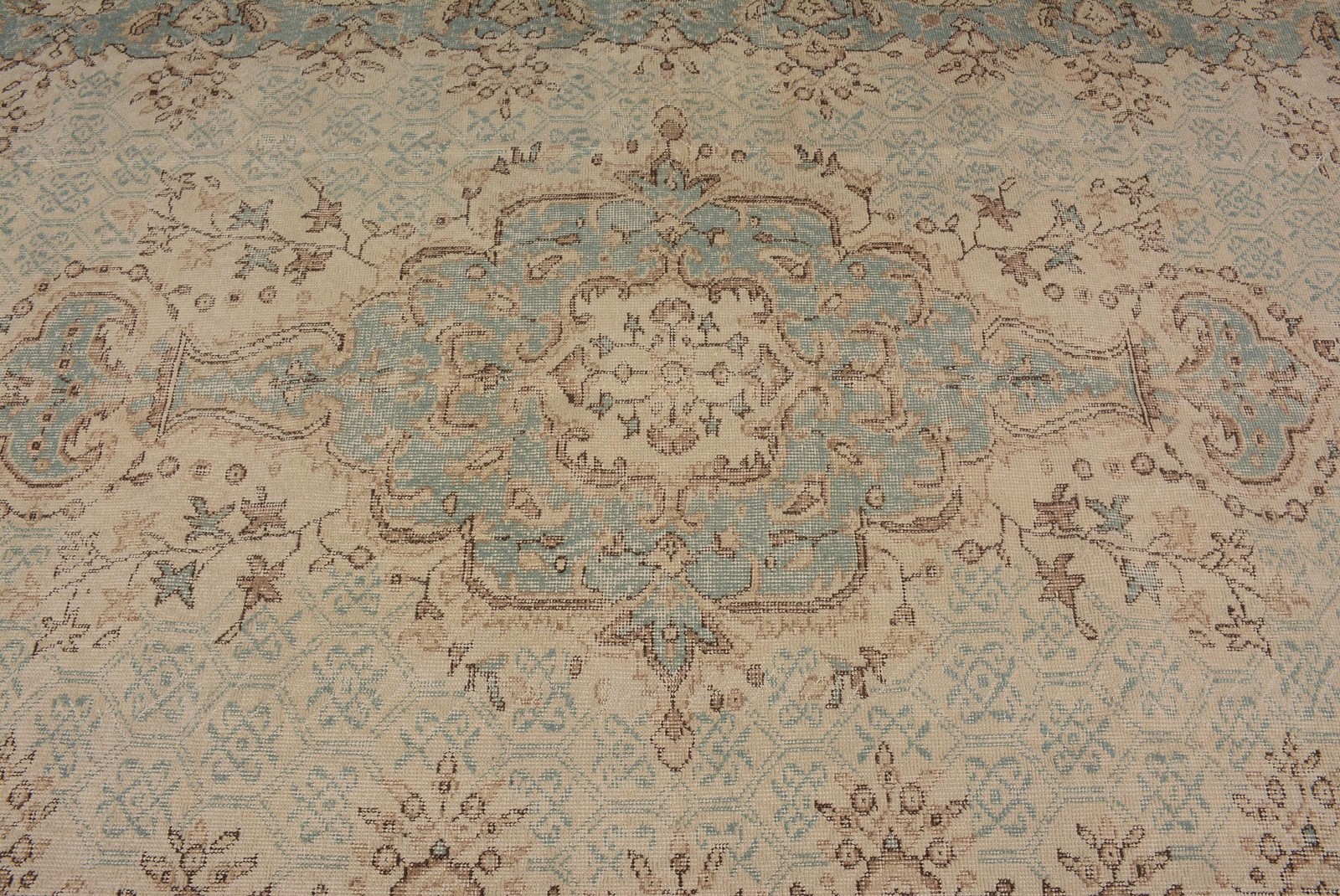 Turkish Rug, 5,5×9,4 ft Large Rug, Blue Brown Wool Rug