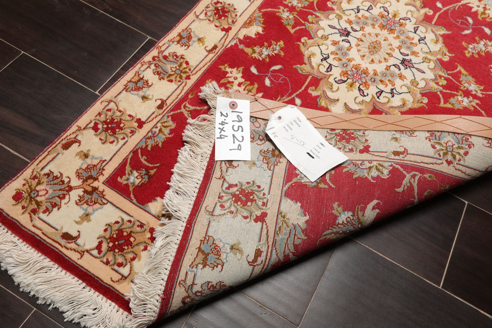 2’4”x4′ Hand Knotted Wool & Silk Rose Tabrizz Traditional 300 KPSI Rug