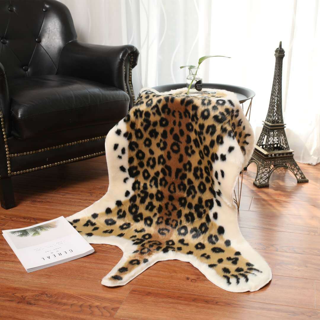 Leopard Area Rug Leather Faux Rug Cow Hide Print Animal Skin Carpet 2.6’x3.5′