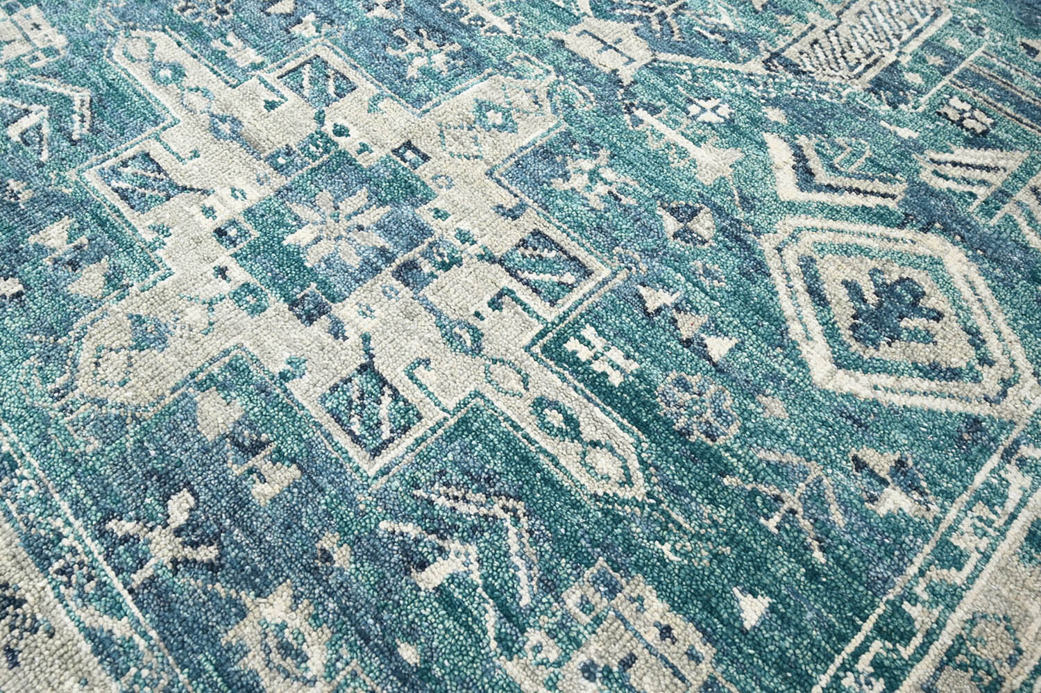 LoomBloom Multi Sizes Hand Knotted Wool Oushak Arts & Crafts Area Rug Turquoise