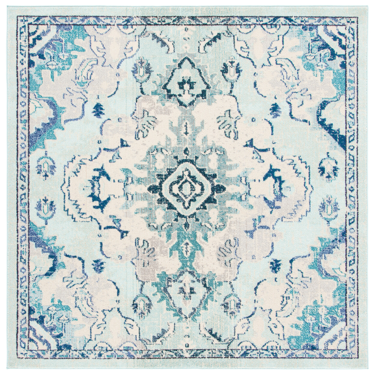 SAFAVIEH Madison Collection MAD484J Teal / Beige Rug
