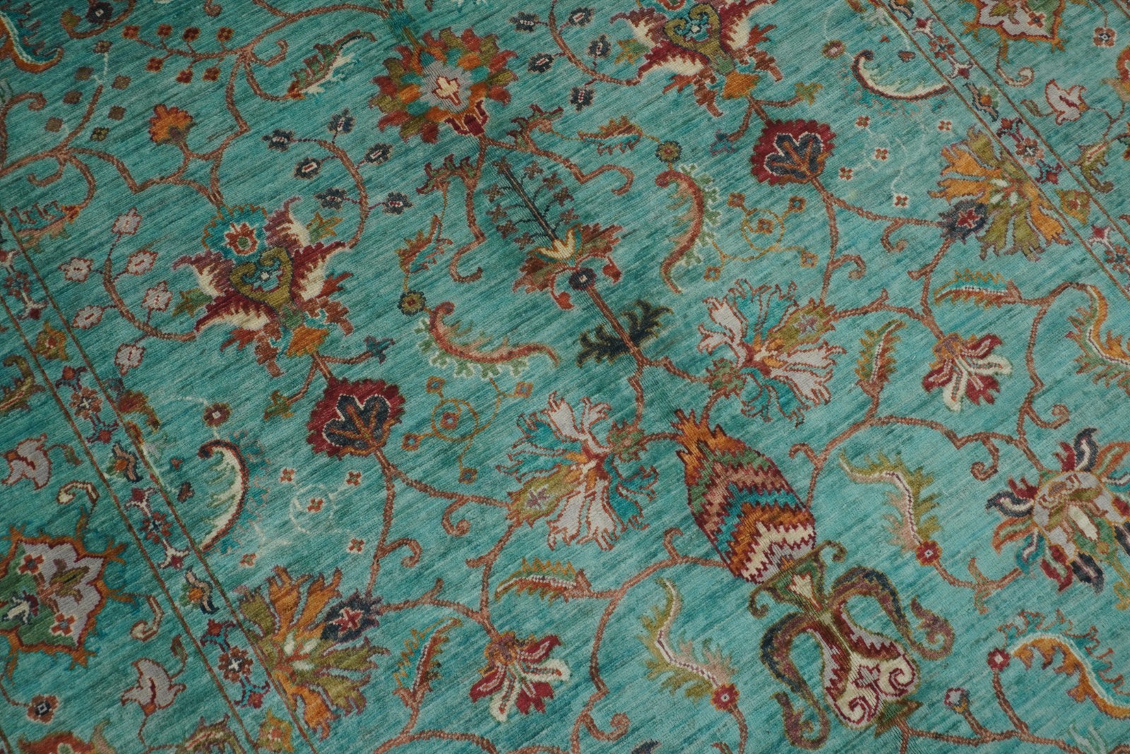 6×8 ft Turquoise Blue Afghan Hand Knotted Wool Oriental Rug
