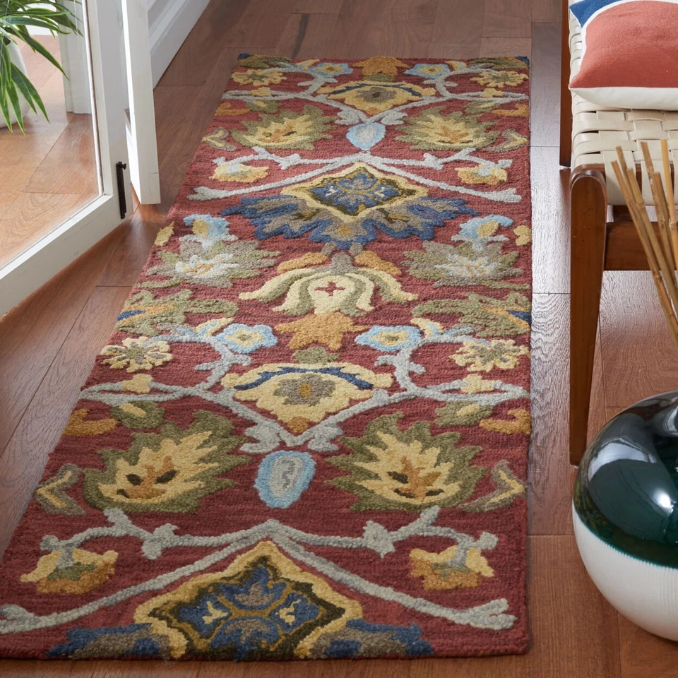 SAFAVIEH Blossom BLM402Q Handmade Red / Multi Rug Area Rug 8×10 6×9