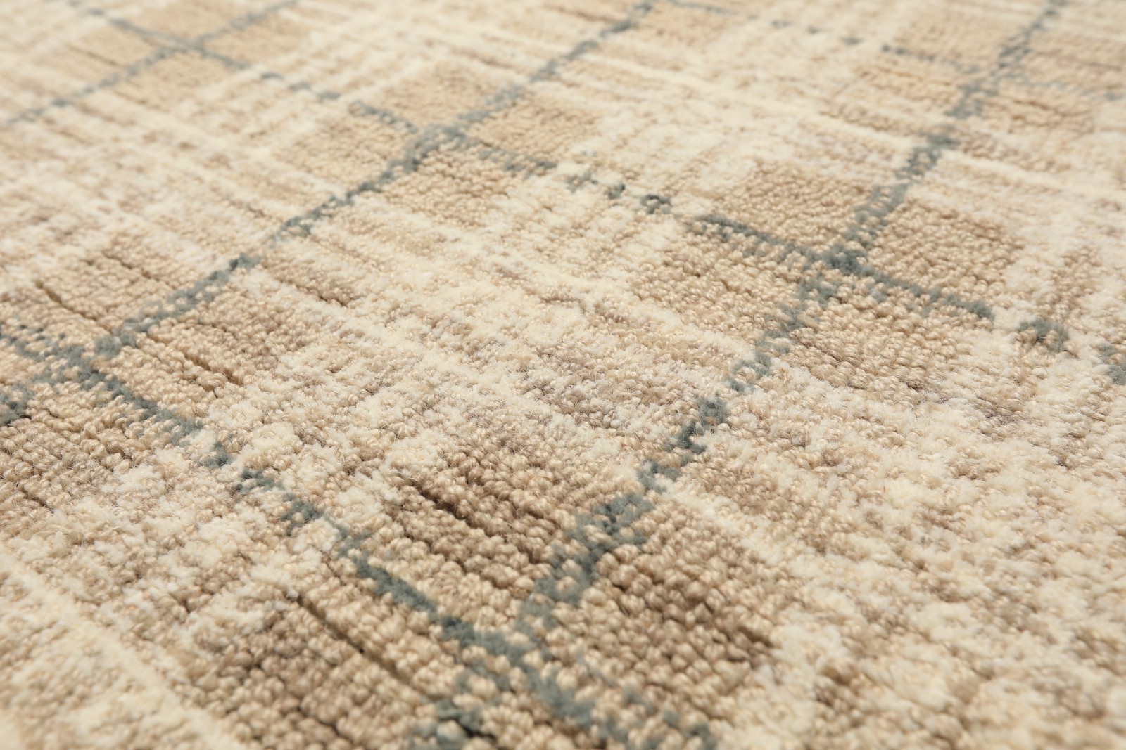 Multi Sizes Hand Loomed Wool Taupe, Ivory Textured Handmade Rug