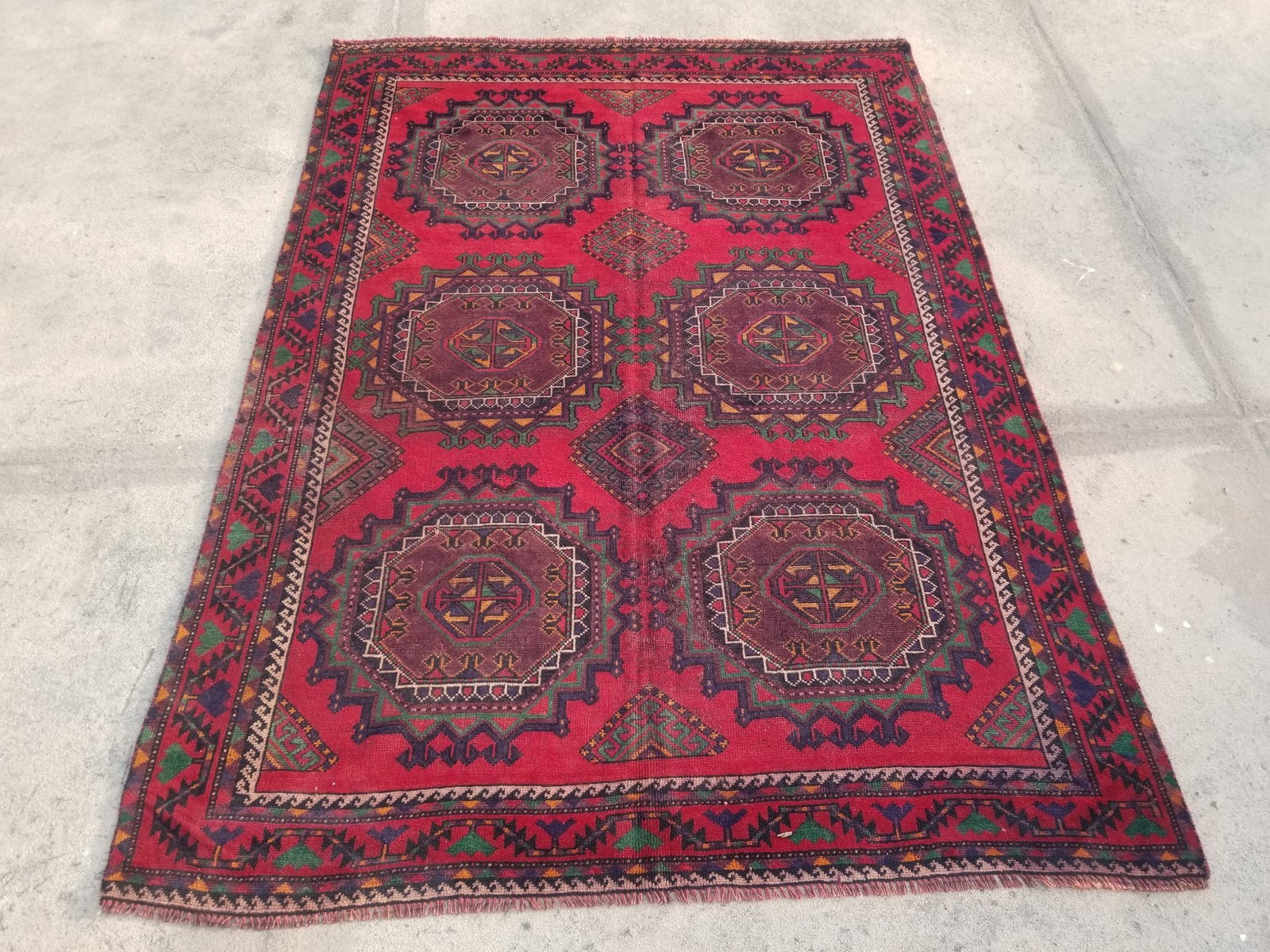 Vintage Traditional Handmade Afghan Tribal Wool Multicolor Rug 9.4 x 6.7 ft