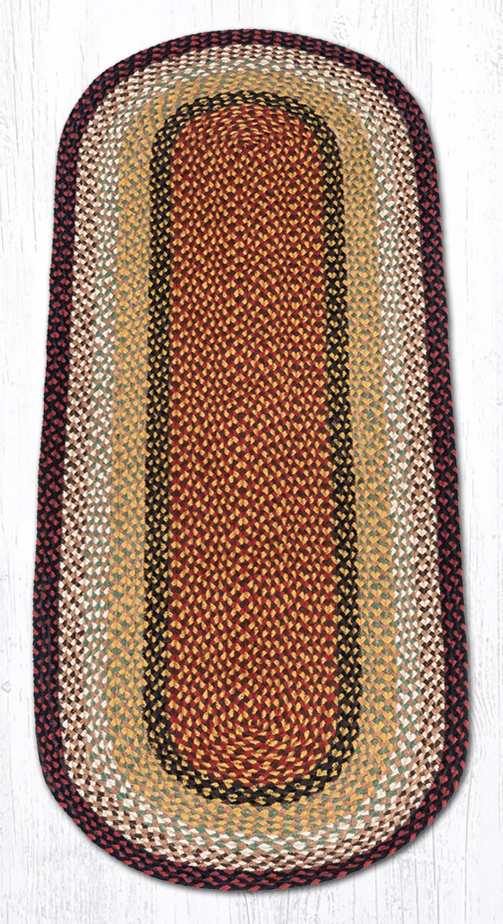 Earth Rugs C-19 Burgundy Mustard Oval Braided Rug 2 Feet X 6 Feet
