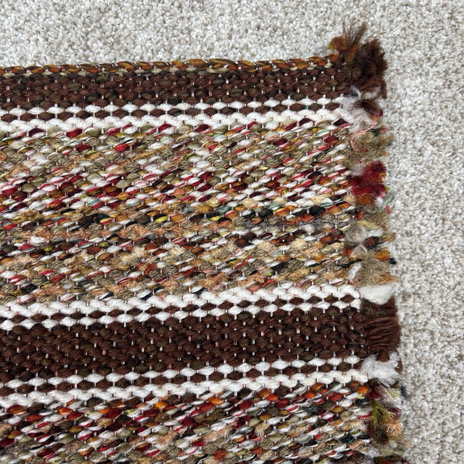 Vintage Multi-Color Woven Multicolor Hook Rug Kitchen Throw Decorative 41×24″