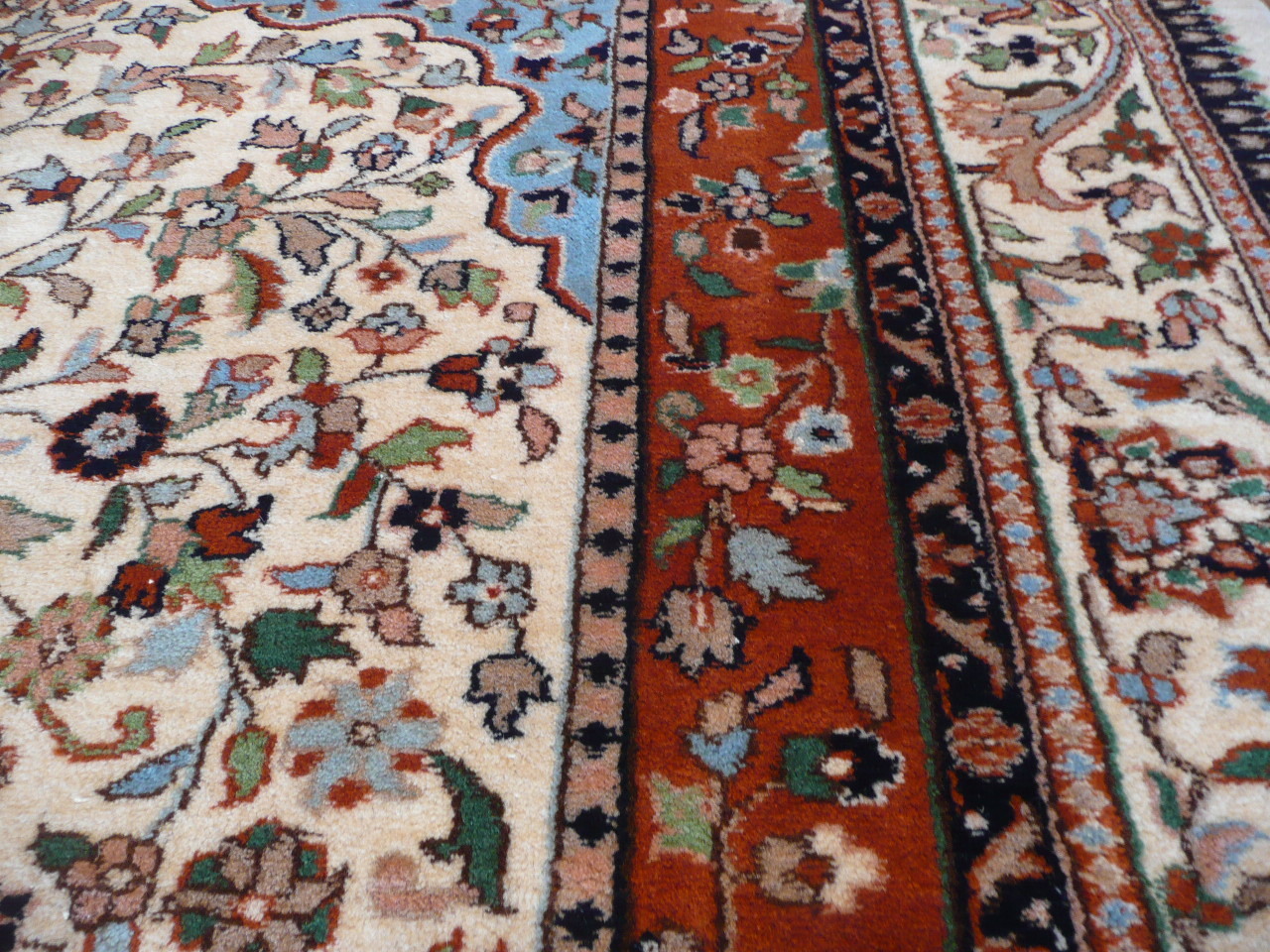 6 X 9 Hand Knotted Ivory Oriental Rug Fine Tabriz Design Oriental Rug G30