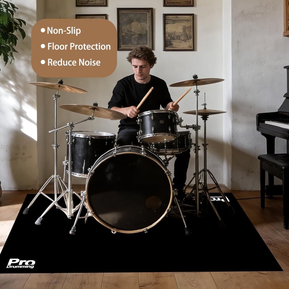 Non-Slip Drum Rug Mat 4x6ft – Noise Reduction Carpet for Electric & Jazz Drums,