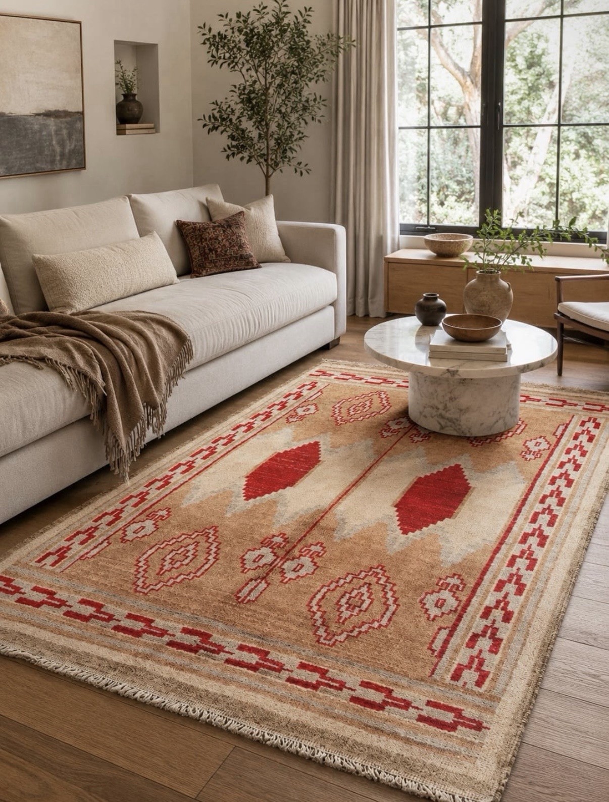 High-quality Hand-woven Wool Rug Durable Gabbeh Rug 6-0x3-11 ft for Living Room