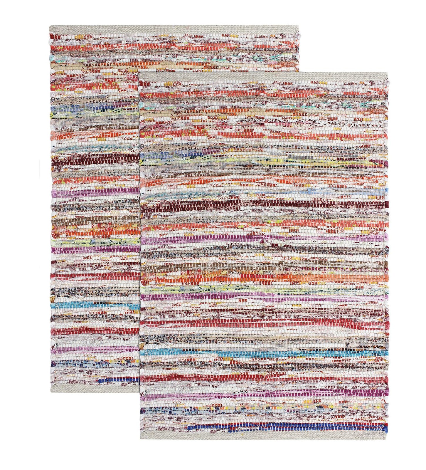 Cotton Chindi Rag Rug – 2 Pack – Boho Farmhouse Rustic Area Accent Throw Rug …