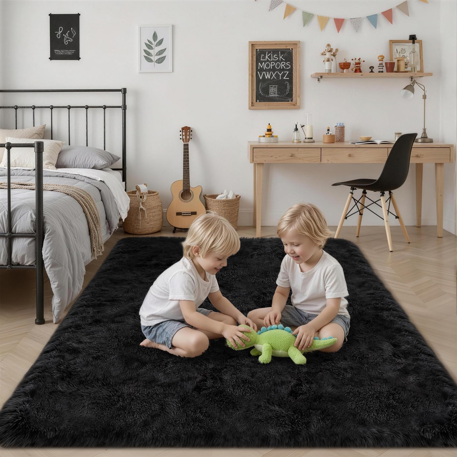 Luxturiy 8×10 Area Rug Living Room Bedroom: 8′ x 10′ (Rectangular), Black