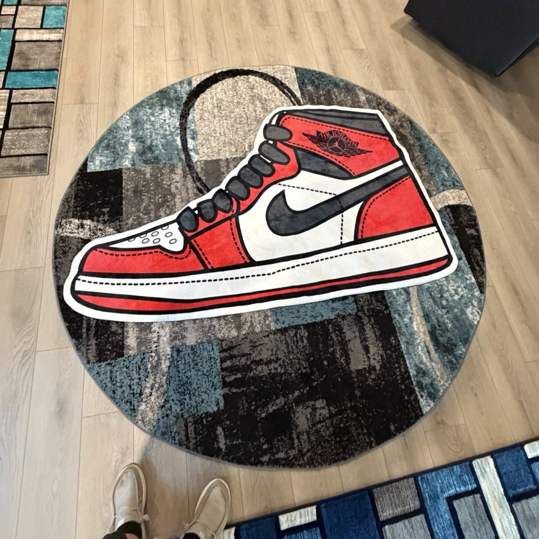 6’ Nike Air Jordan 1 sneakerArea Rug Red White Black Sneaker Pattern