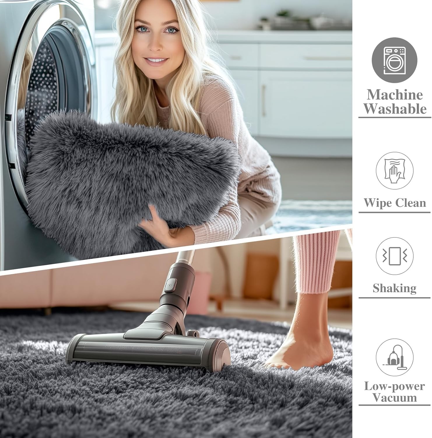 OLANLY Area Rugs for Living Room Bedroom, Machine Washable 4×5.9 ft Soft Fluffy