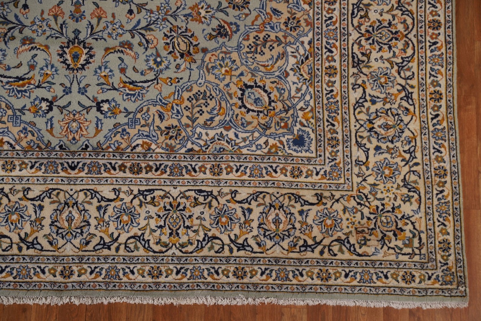 Sage Green Room Size Rug 9×13 Medallion Hand-made Wool Classic Vintage Carpet