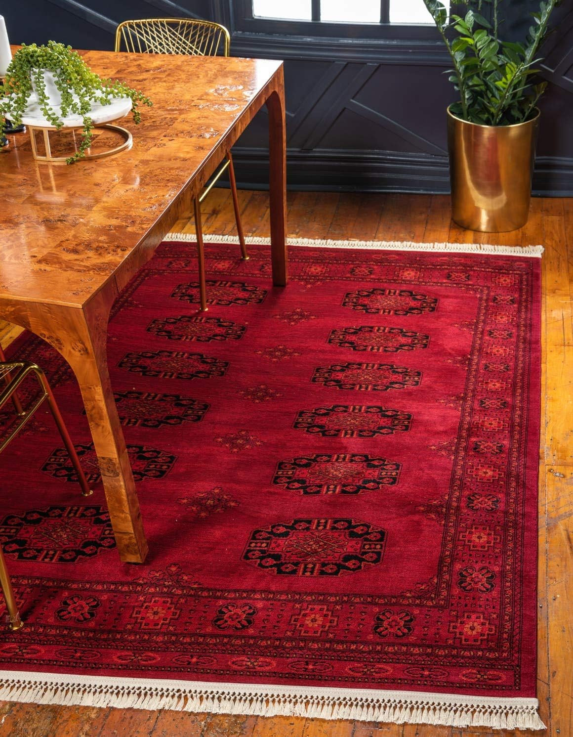 Tekke Collection Over-Dyed Saturated Traditional Torkaman Area Rug (6′ 0 X 9′ 0