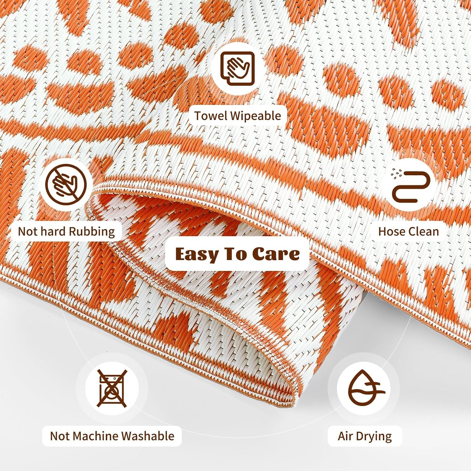 Outdoor Waterproof Plastic Straw Rugs 9×12 Reversible Patio Camping Carpet Mat