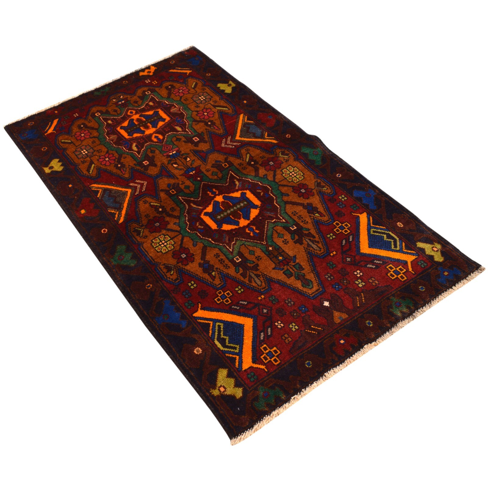 Handmade Tribal Geometric Afghan Oriental Traditional Bedroom Rug 2’7×4’8 -10162