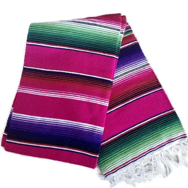 Mexican Dark Pink Mexican Sarape Blanket