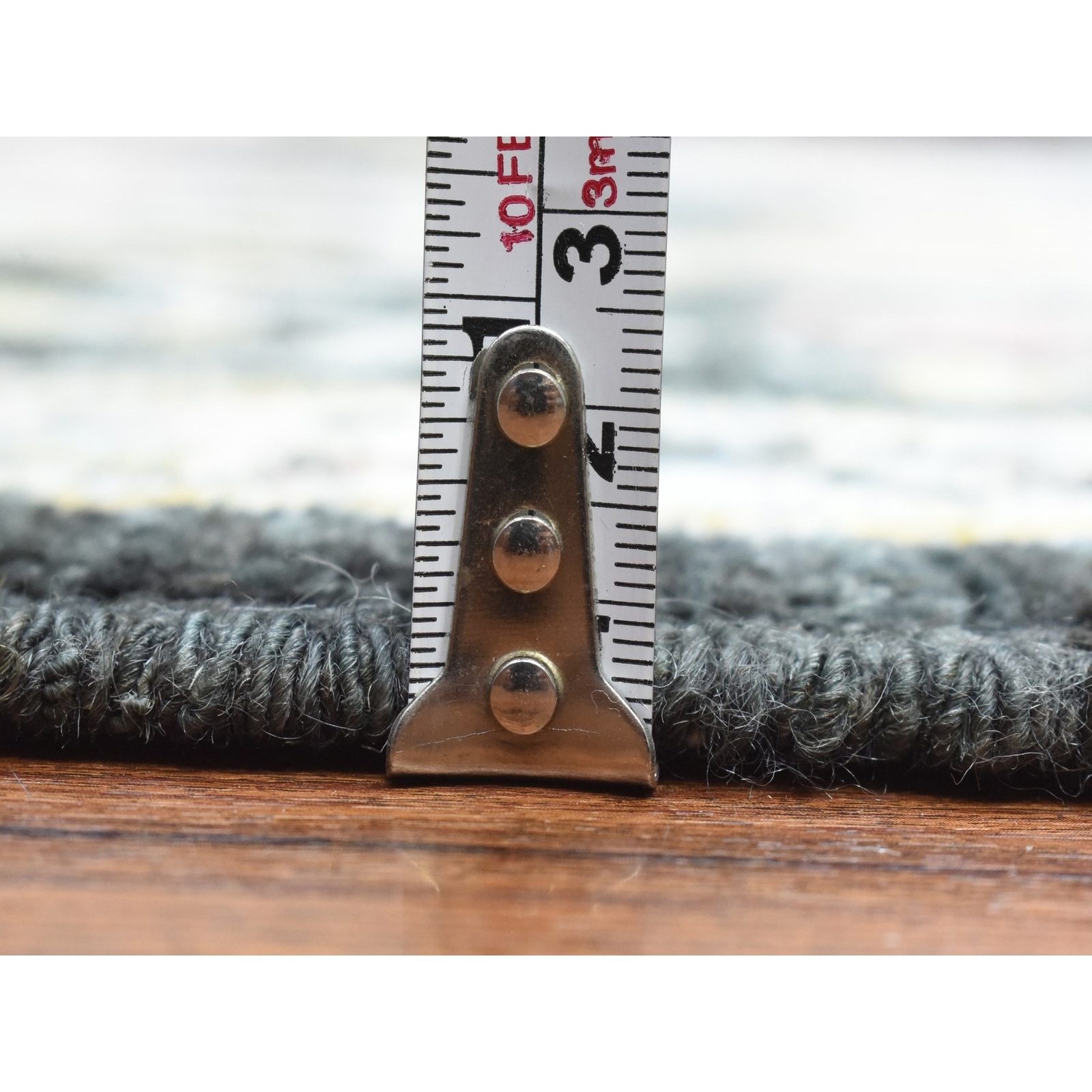 7’10” x 7’10” Black Wool Hand Knotted Afghan Angora Oushak Square Rug R72952
