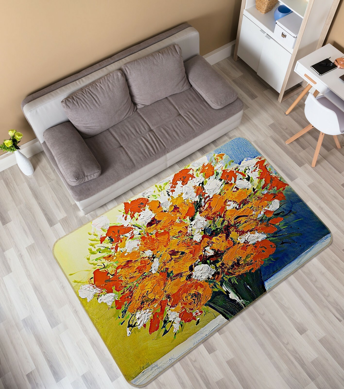3D Flower Oil Painting ZHUA25 Game Non Slip Rug Mat Photo Carpet Allan P Zoe