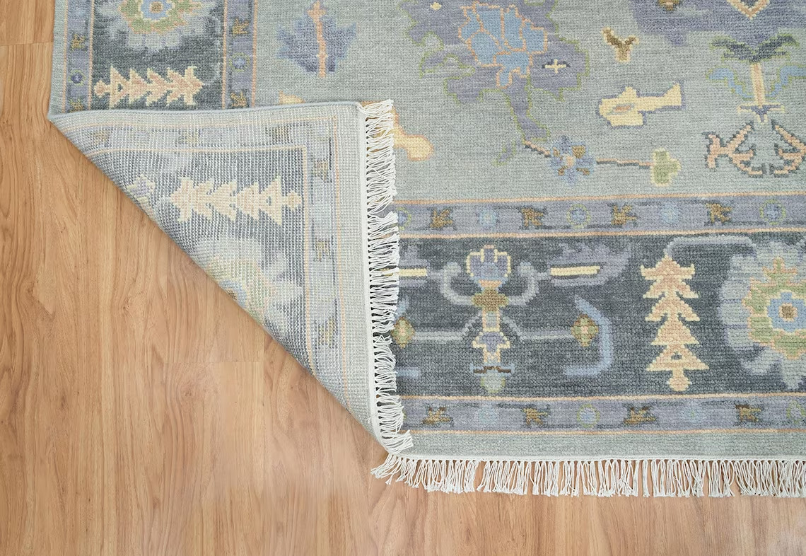 loomBloom Wool Muted Turkish Oushak Hand Knotted Area Rug Slate 8′ x 10′