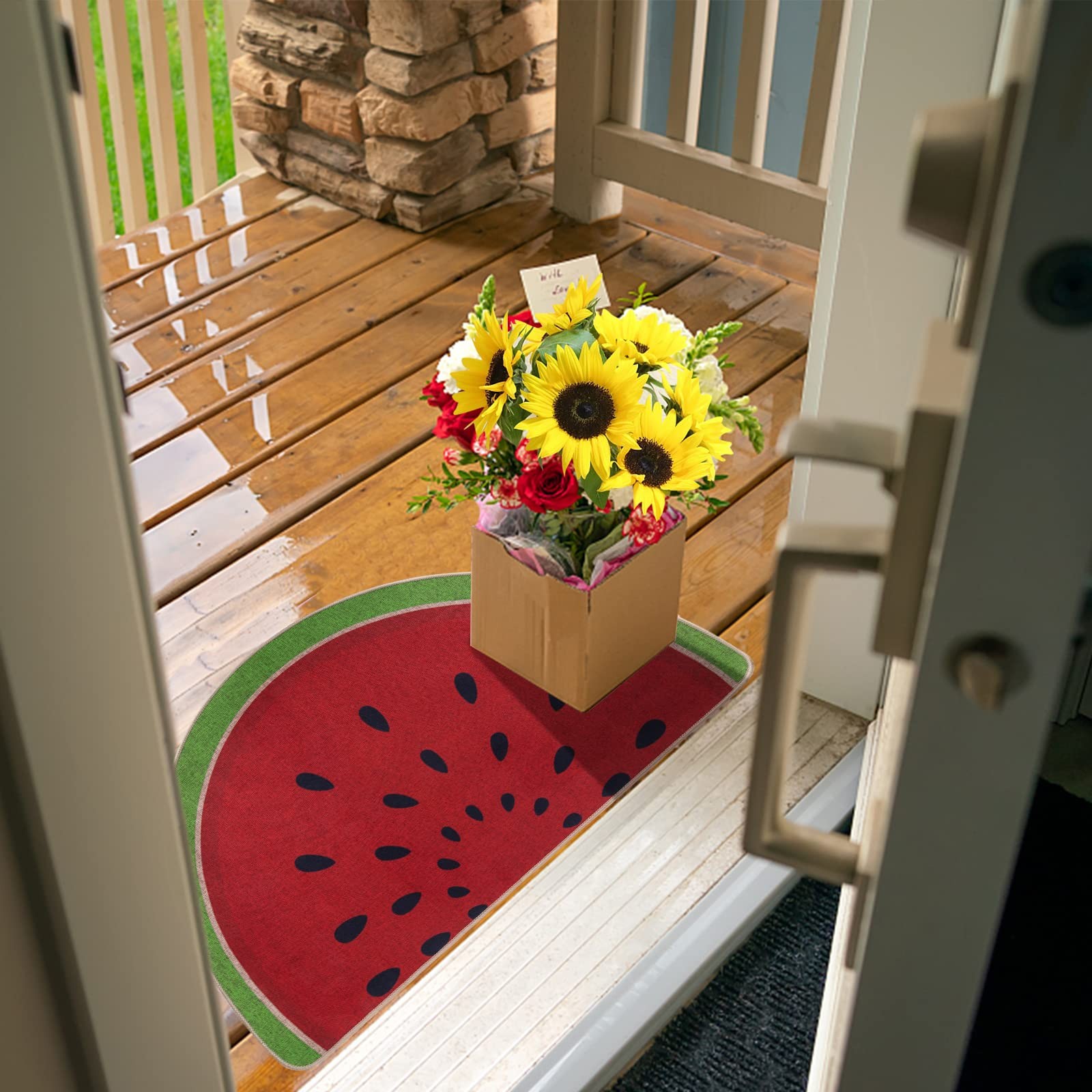 Personalized Watermelon Rug, Watermelon Welcome Summer Doormat, 18″ x 30″ Fru…