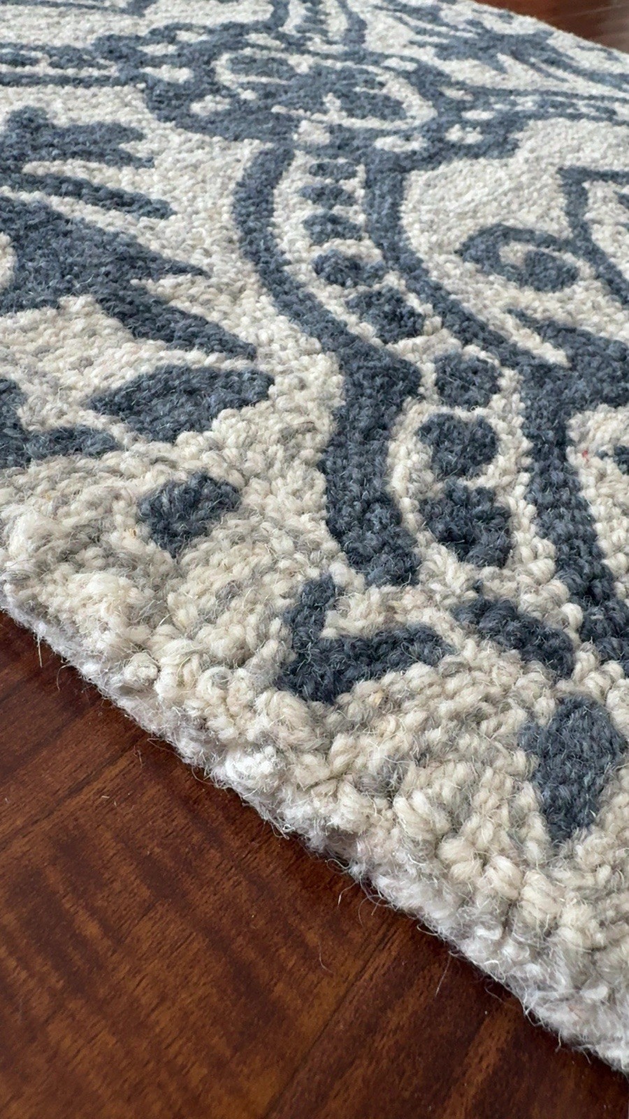 Ralph Lauren Wool Pile Rug Cotton Backing Navy Ivory Luxury Accent Rug NEW 2x5ft