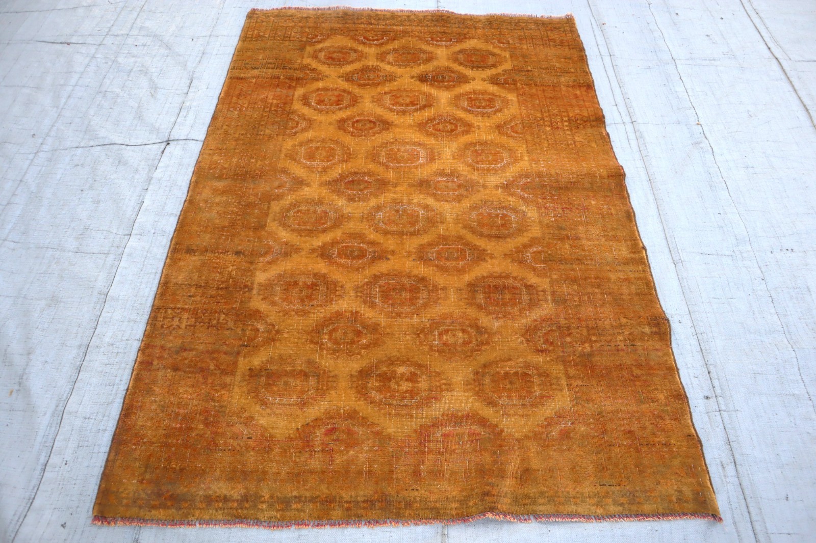 Antique Turkmen Tribal Saruq Rug 4×6 ft Handmade Nomadic Art Wool Low Pile Rug
