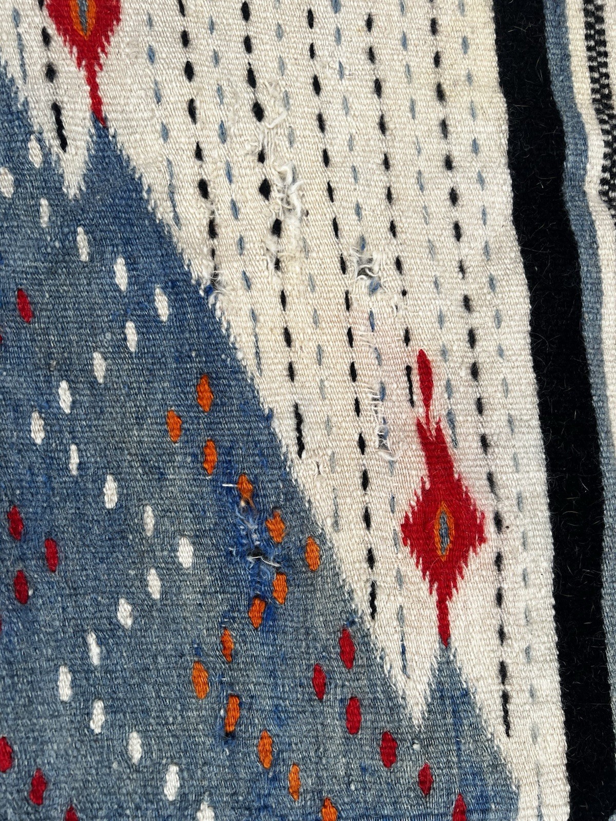 Vtg Hand-Woven Wool Large Throw Rug Tapestry Southwestern Peruvian 6×4.5 ft Boho