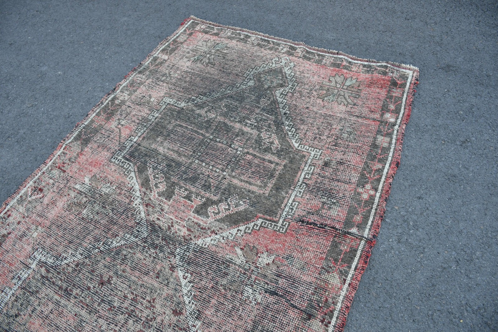4,6×10,6 ft Vintage Rug, Large Turkish Rug, Red Camouflage Rug