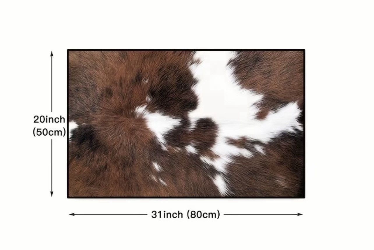 Cow Print Patterned Rug Set, Brown/White, Runner & 2 Rectangle Rugs