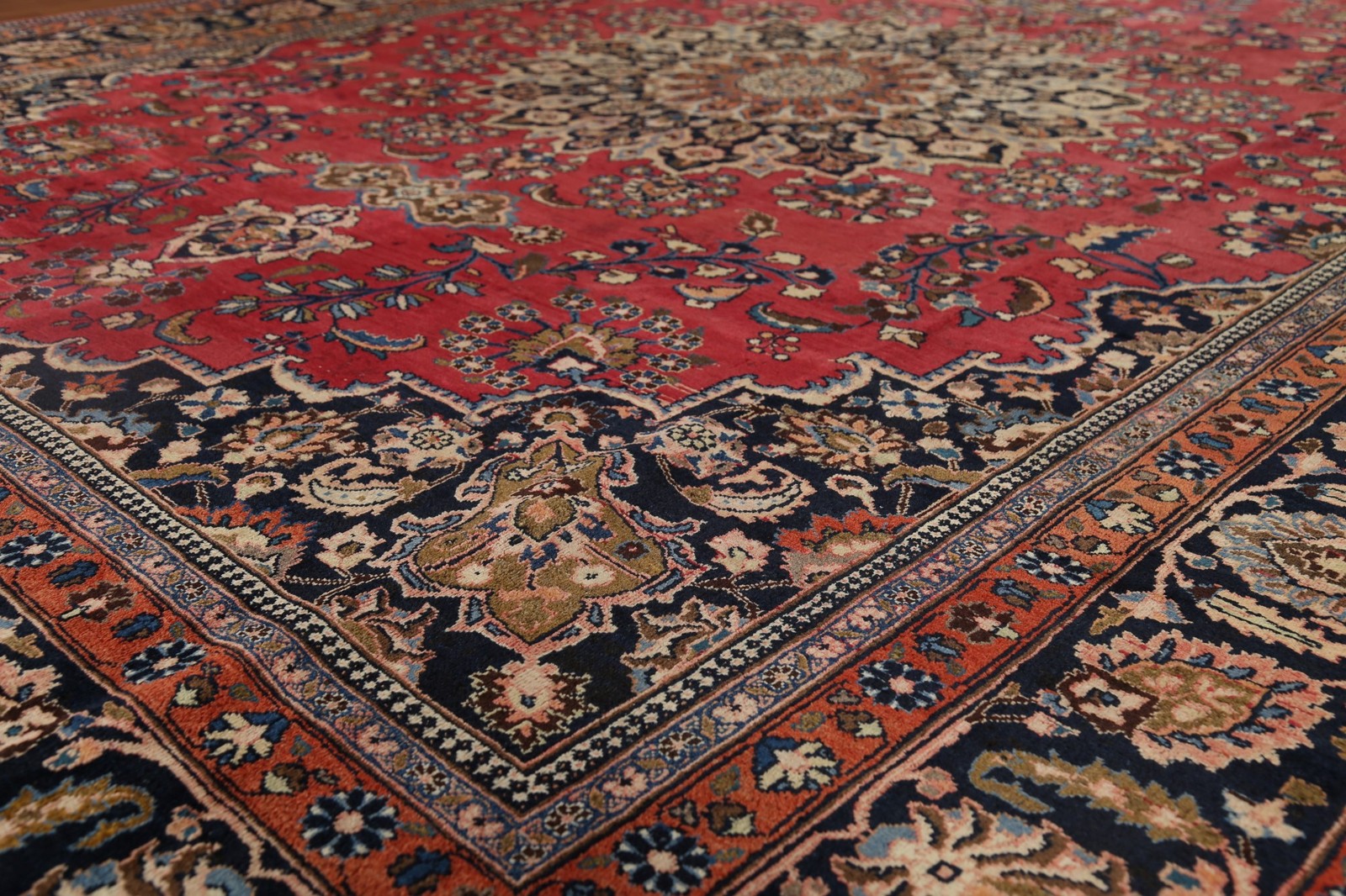 Red & Pink Area Rug 10×13 Hand-knotted Wool Traditional Floral for Living Room