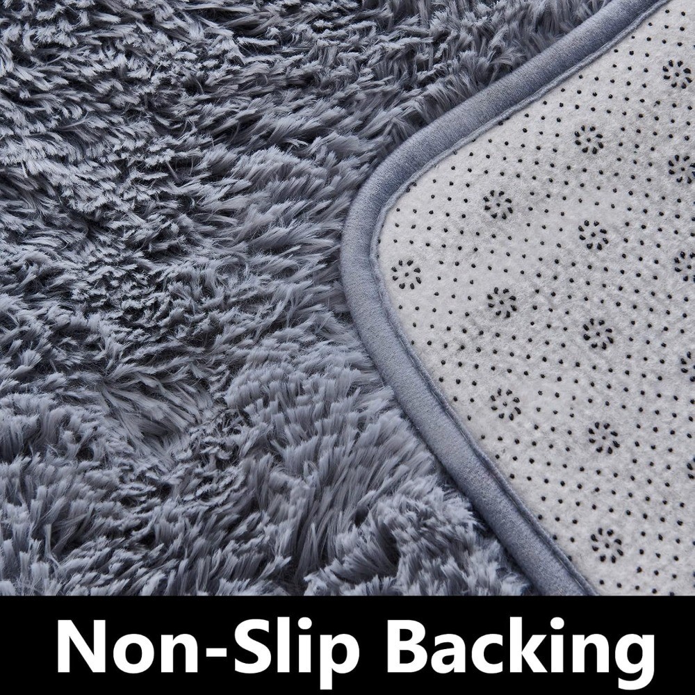 Shaggy Grey Rug 2×3 Soft Fluffy Carpet Non-Slip Plush Area Rugs for Living Room