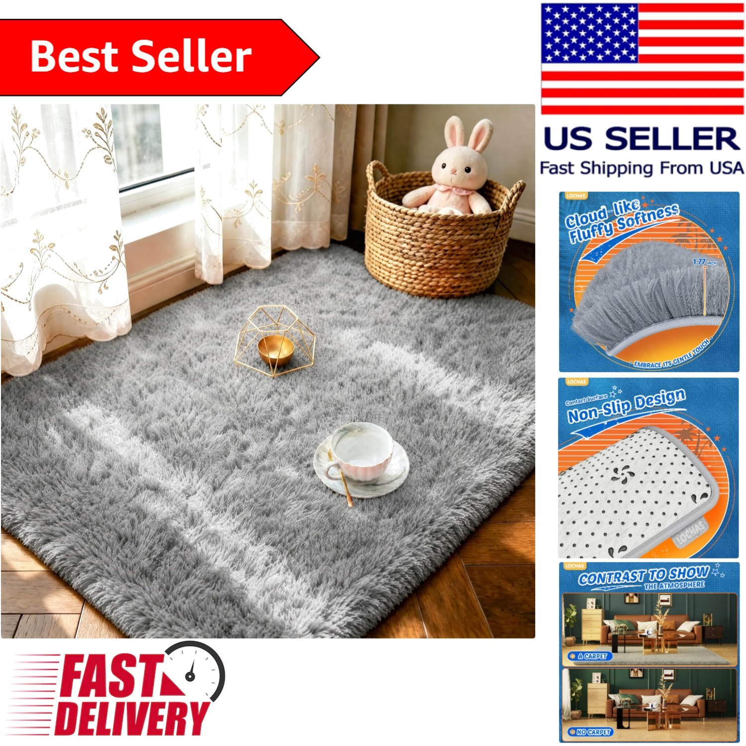 Ultra Soft 2×3 Feet Grey Area Rug for Cozy Living Room & Children’s Rooms