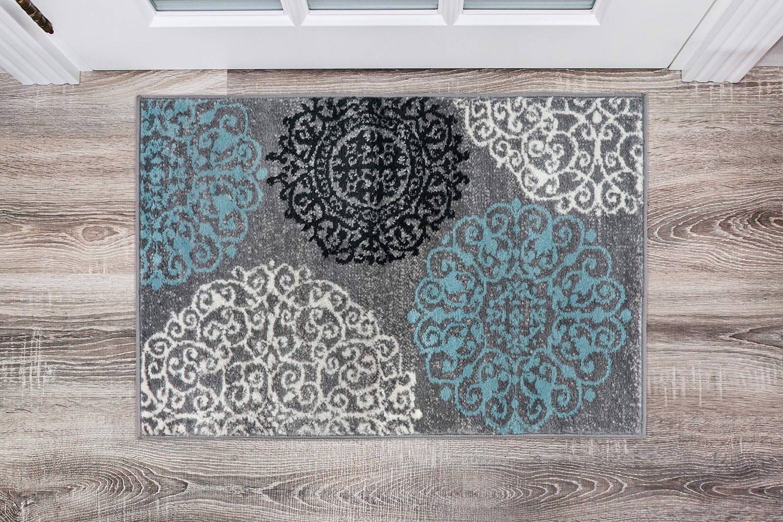 Area Rug 2′ x 3′ Gray 100% Polypropylene with Jute Backing – Non-Shedding