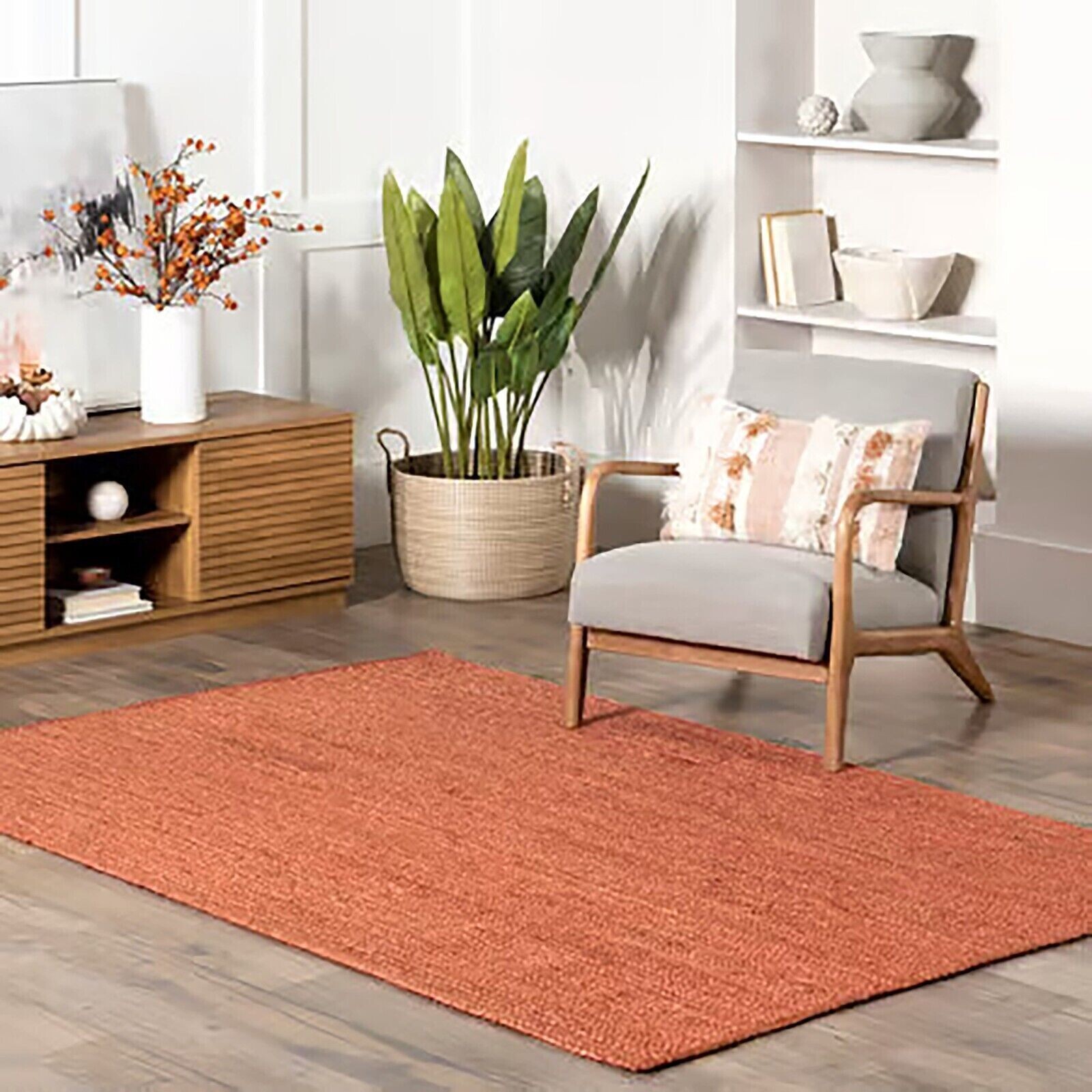 Rugs Carpet Jute Braided Modern Solid Bedroom Area Rug Rustic Look Carpet Mat