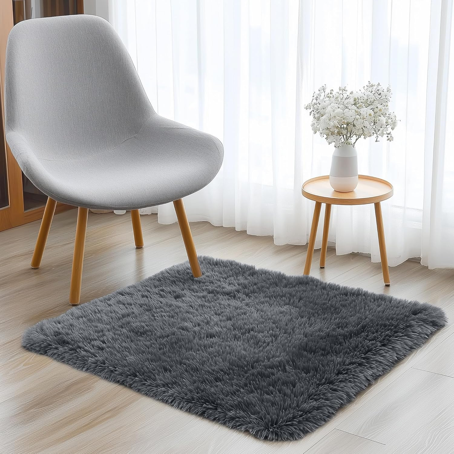 2X3 Machine Washable Small Bedside Rug, Soft Fluffy Shaggy Entryway Throw Rugs f