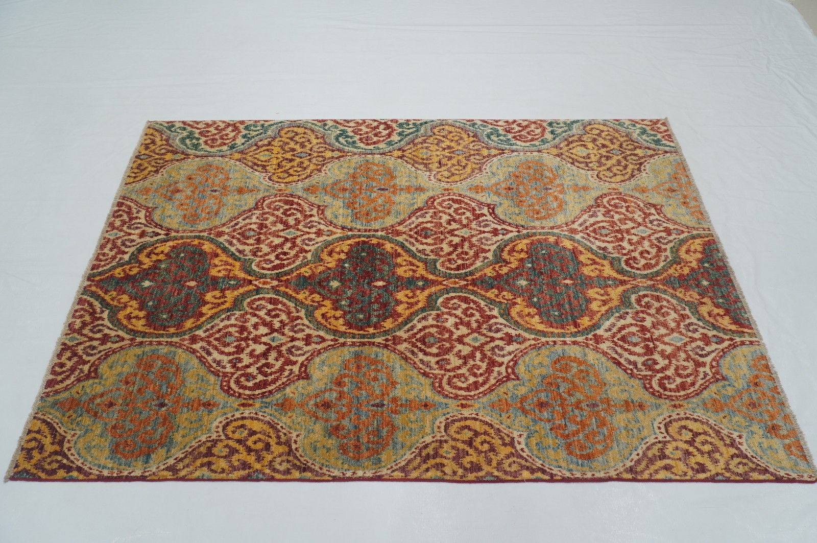 5×7 ft Multicolor Ikat Afghan Hand Knotted Wool Area Rug 4’5″x6’7″