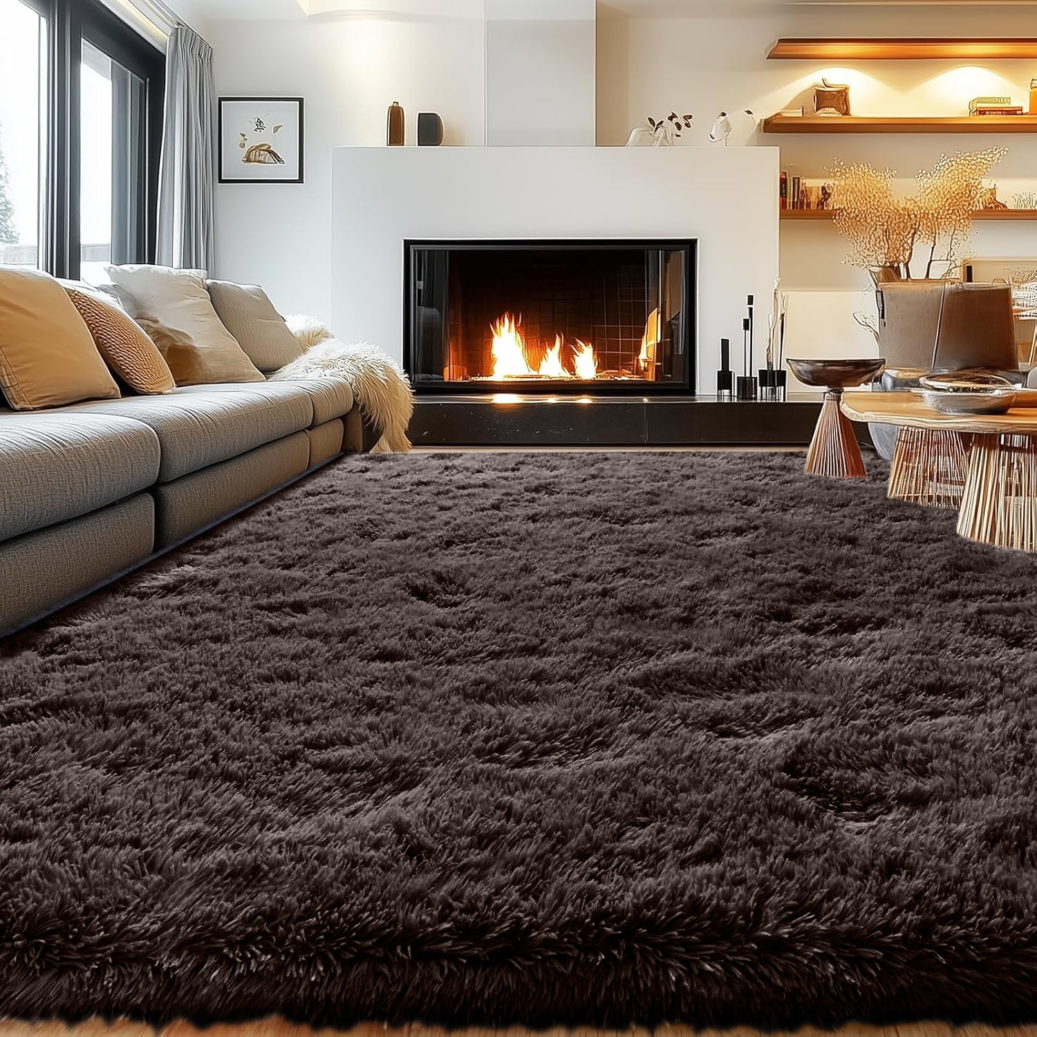 Large Plush Shaggy Area Rug – Soft, Non-Slip Carpet for Living Room & Bedroom