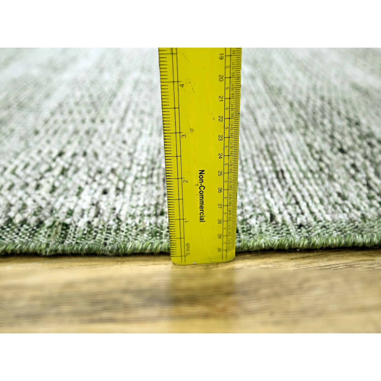 2’7″x8′ White & Green Hand Knotted Oxidized Grass Design Wool Runner Rug R76251