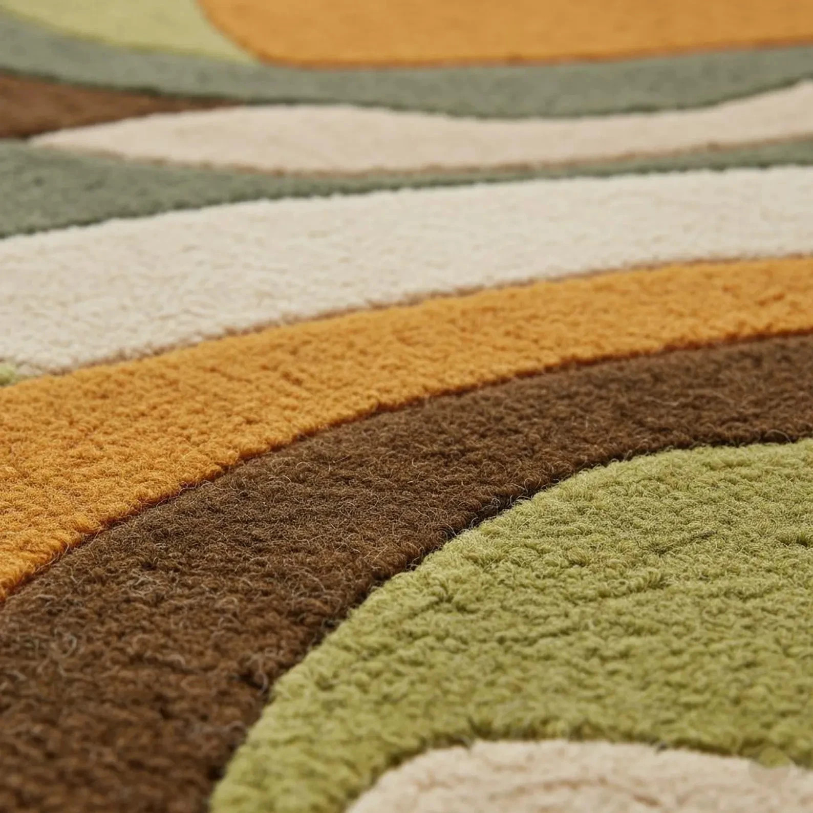 hand tufted NZ Wool Mid-Century Modern Wool Rug: Wavy Abstract Design carpet