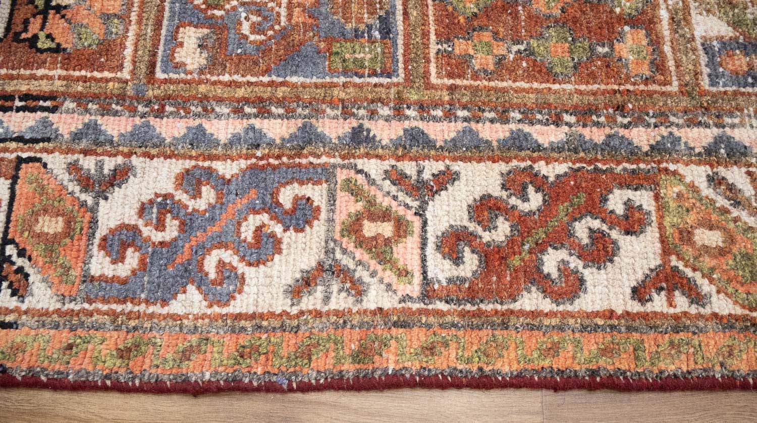 Semi-Antique Floral Wool Oriental Rug 7×10 Ft Distressed Living Room Carpet