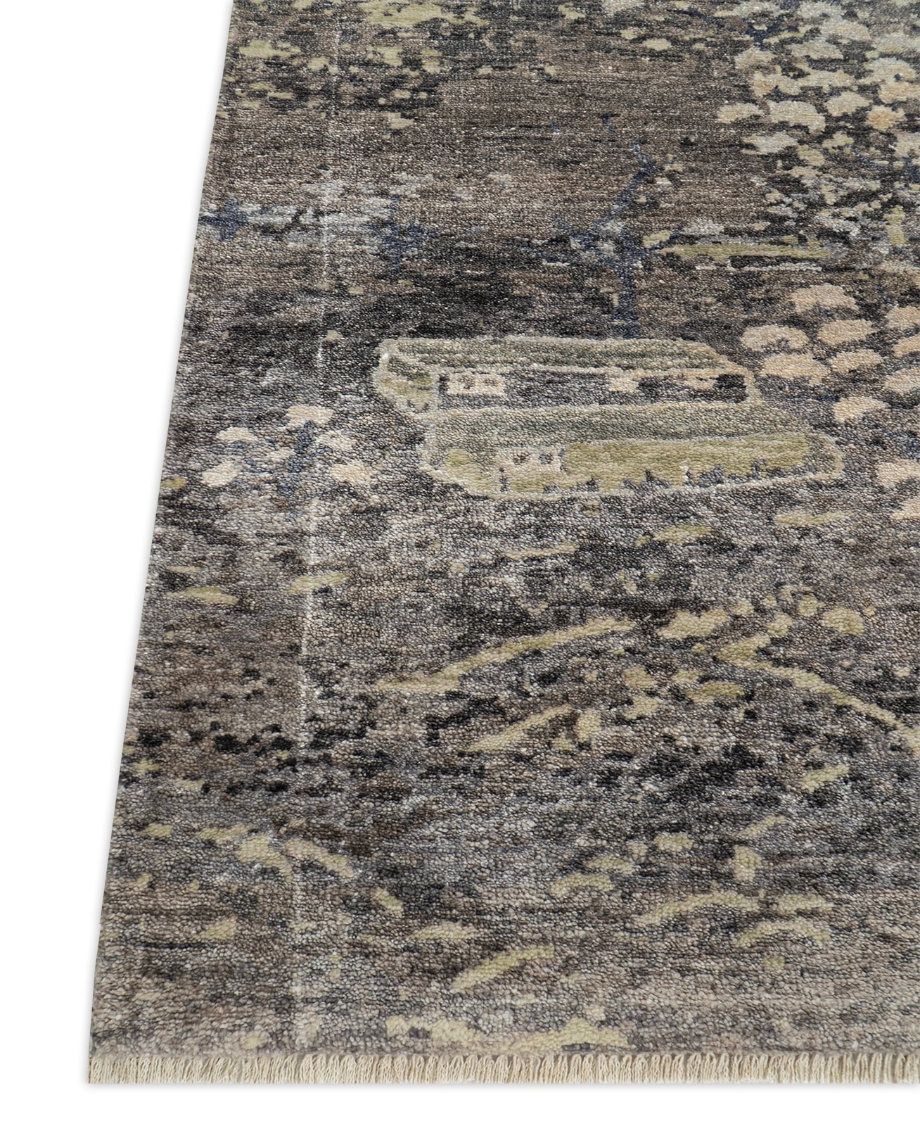 Botanical 8 x 10 Silk Rug Contemporary Abstract Modern Rug Hand-Knotted Rug