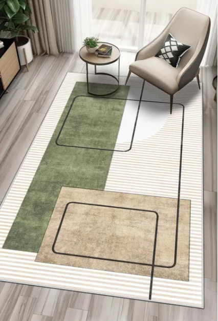 Machine Washable Non-Slip Base Stain-Proof Striped Living Room Kitchen Carpet