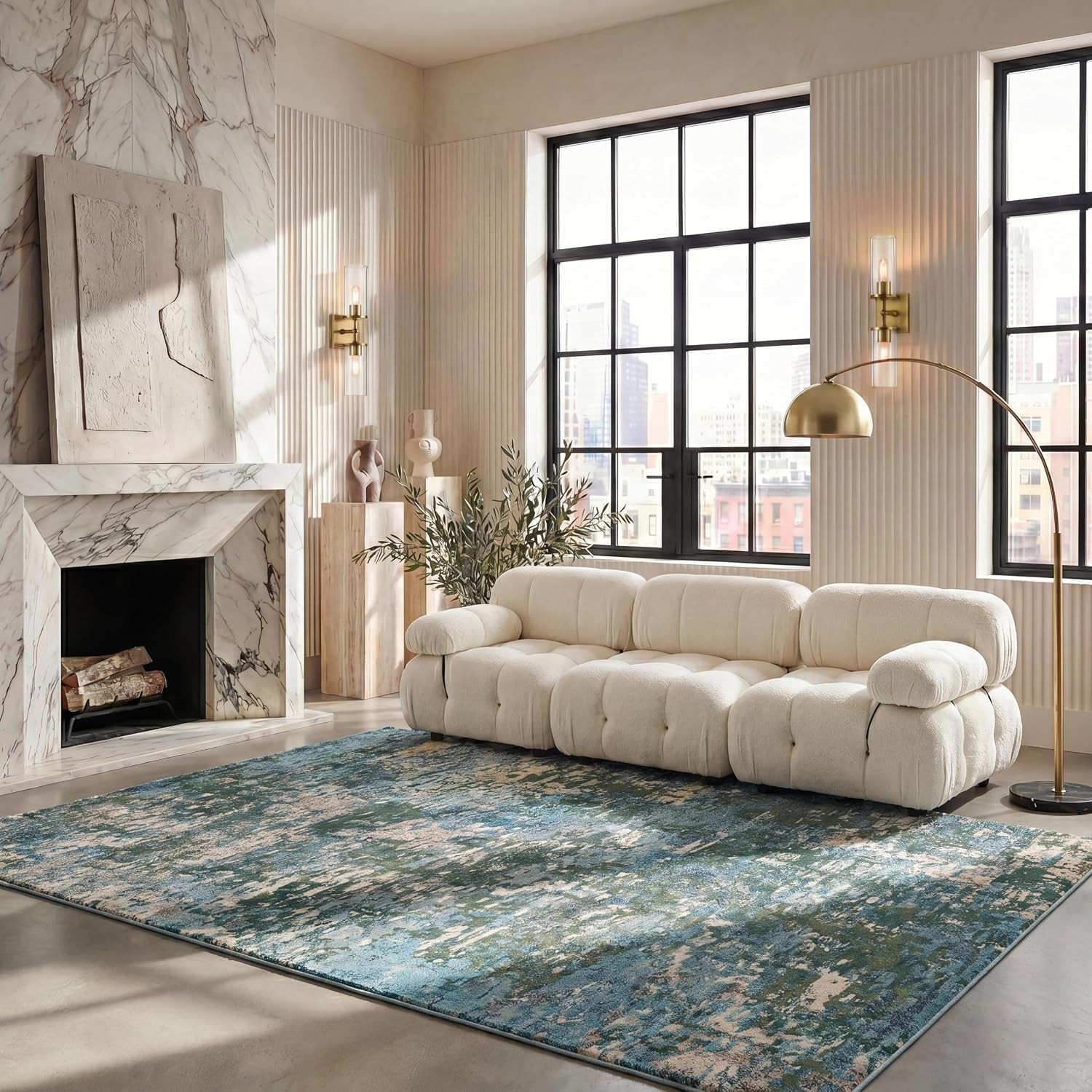 SAFAVIEH Madison Collection 9′ X 12′ Greenturquoise MAD471Y Modern Abstract Non-
